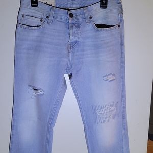 Guys Hollister ripped light wash jeans